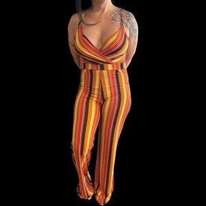 Vibrant Multicolor Striped Jumpsuit